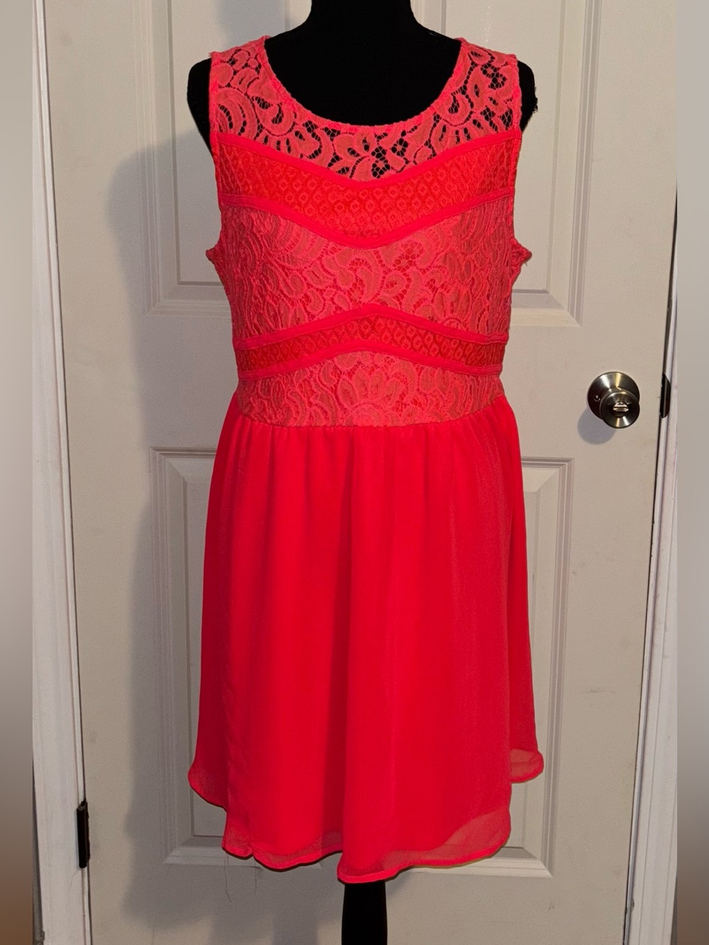 Xhilaration Coral Pink Lace Bodice Maxi Dress